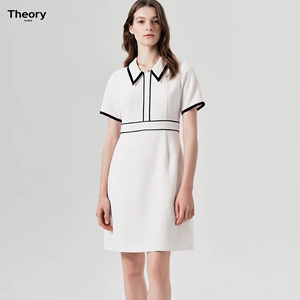 THEORY POWER系列大方领白色连衣裙气质女神范通勤优雅知性西装裙