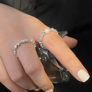代购正品AMBUSH戒指s925纯银 天然珍珠拼接碎银子对戒潮男女送礼