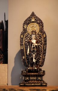 依家印度小叶紫檀×猛犸描金佛像雕像室内玄关家居文玩摆件收藏品
