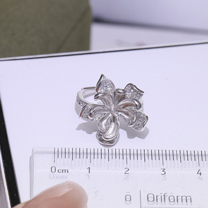 s925银珍珠戒指空托配件活口可调节纯银diy材料巴洛克异形珠指环