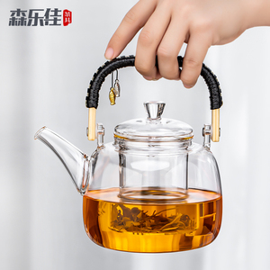 煮茶壶加厚单壶电陶炉专用玻璃茶壶烧水壶透明过滤耐高温煮茶器蒸