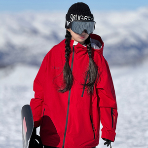 新款成人防水滑雪服女上衣防风加棉双板单板专业红色滑雪服女套装