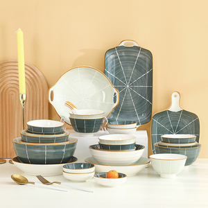日式陶瓷碗餐具套装家用网红ins风碗碟碗盘套碗轻奢创意组合乔迁