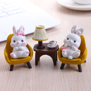 小兔子摆件办公桌面装饰品情绪稳定可爱迷你解压治愈系中秋节礼品