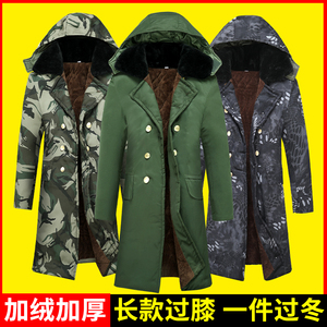 冬季军棉大衣男士老款加厚长款过膝冷裤防寒绿大衣工作服棉衣保暖