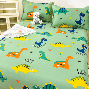 儿童卡通床单单件100%纯棉幼儿园男孩恐龙被单枕套三件套小孩褥单