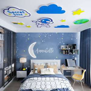 天花板吊顶贴纸儿童房间布置墙面装饰品太空主题男孩卧室床头背景