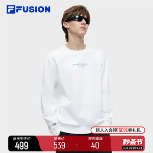 FILA FUSION斐乐潮牌男士套头卫衣2024春季新款时尚休闲针织上衣