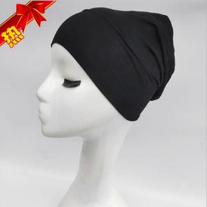 新款穆斯林莫代尔棉绷带纱巾帽盖头帽纯色通帽伊斯兰头巾打底筒帽
