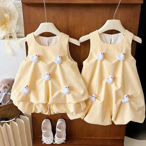 2024夏季新款女童套装两件套无袖女宝连衣裙儿童薄款姊妹装S24180