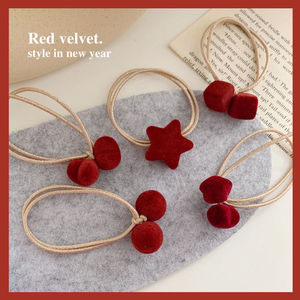 韩国本命年红色发绳星星爱心头饰球球头花新年红发圈弹力皮筋发饰