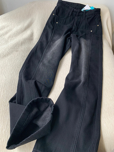 黑灰色牛仔裤女夏季新款大码胖mm高腰宽松直筒显瘦梨形身材阔腿裤