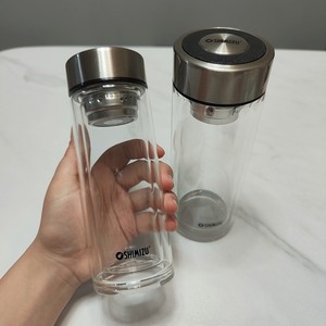 清水博雅双层玻璃杯家用过滤泡茶杯加厚耐热透明杯子便携车载水杯