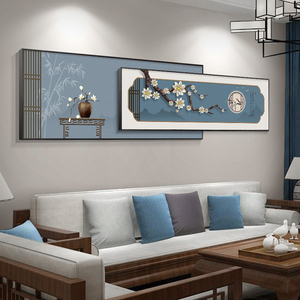 新中式客厅装饰画大气沙发背景墙挂画国风包间套画梅花卧室床头画