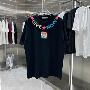 Givenchy/纪梵希夏季新品短袖3D工艺七彩牙刷绣男女款半袖T恤