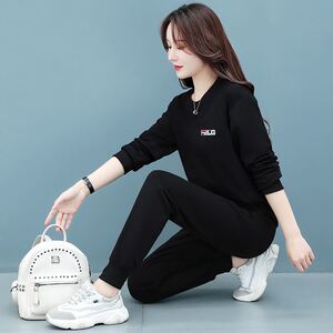 裴乐官网正品时尚运动服卫衣套头套装韩版女春秋季两件套休闲