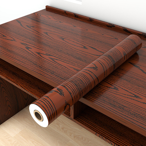 桌面贴纸家具翻新自粘仿实木纹柜子贴膜防水桌布胡桃色墙纸水曲柳