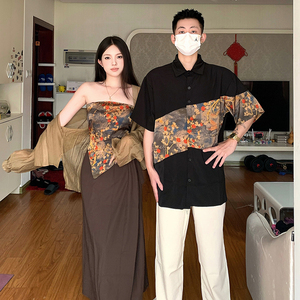 新中式情侣装夏季小众设计感韩版潮流显瘦改良版汉服国风一裙一衣
