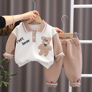 婴儿衣服春秋季纯棉休闲卡通运动服两件套八九个月一岁男宝宝春装