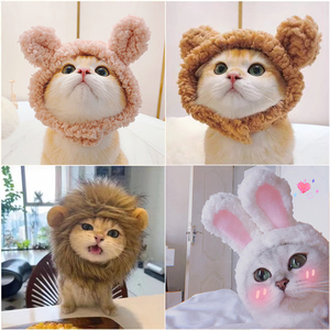 宠物猫咪帽子可爱动物头套狗狗拍照变身头饰狮子小熊兔耳朵变装帽