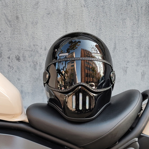 玻璃钢碳纤复古摩托车头盔男女3C认证猪鼻小盔体机车全盔巡航四季