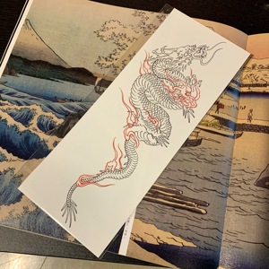 ZingTattoo日式老传统 原创！龙纹身贴黑色 浮世绘大图防水小臂