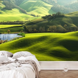 3D立体大自然草原壁纸田园风格卧室装饰墙电视沙发背景墙风景墙布