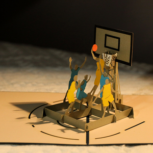 父亲节生日贺卡520立体折叠送男生朋友公司定制创意3D高档礼物贺卡送男老师篮球纸雕高级感礼物diy定制小卡片
