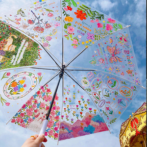 透明雨伞 涂鸦儿童空白画画雨伞diy材料手工制作绘画伞长柄高质量