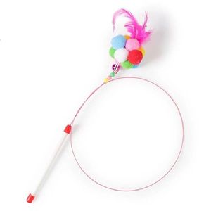 Colorful Ball Feathers Cat Teaser Lovely Bell Flexible