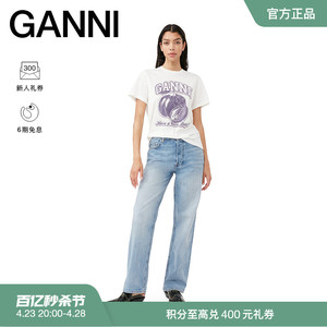 GANNI女装 水果系列李子印花白鹭色短袖T恤 T3576135