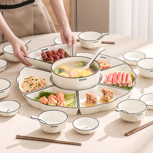 中式拼盘餐具组合套装圆桌摆盘家用过年陶瓷盘子菜盘创意团圆碗碟