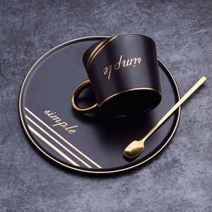 陶瓷咖啡杯欧式小奢华单个带勺子带碟优雅简约杯子马克杯北欧ins