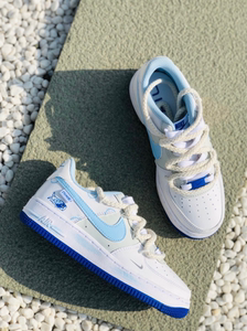 定制系列 Nike Air Force 1 Low 空军一号 锦鲤涂鸦 白蓝低帮板鞋