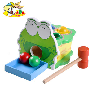 幼得乐 绿豆蛙敲球台儿童敲击敲打台木制动手打地鼠早教益智玩具