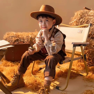 儿童西部牛仔帽小孩宝宝舞台表演出美国骑士帽子男大沿礼帽拍照女