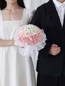 针织毛线结婚领证拍照绣球结婚新娘手捧花束手工diy礼物编织材料