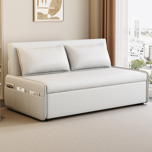 现代简约沙发床小户型多功能两用客厅阳台无扶手可抽拉折叠储物床