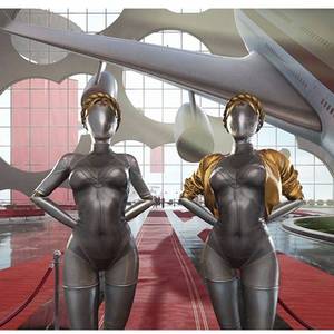 原子之心机械姐妹花双生舞伶同款cos表演服3D数码印花连体紧身衣