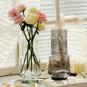 欧式简约大号玻璃花瓶透明水养富贵竹鲜花百合插花瓶居家客厅摆件