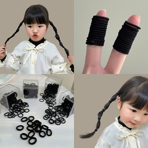 儿童黑色拇指发圈女童发绳头圈扎头橡皮筋宝宝头绳皮套不伤发头饰