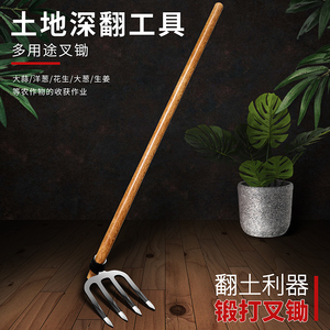 钉耙农具松土园艺翻土锄头除草神器农用扒草三齿铁扒子钢耙子工具