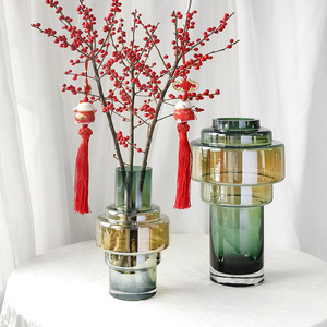 成都高端现代高档软装欧式造型设计透明玻璃花瓶花器电镀花艺插花