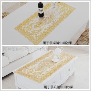 欧式金色茶几垫桌布PnVC隔热装饰垫长方形西餐垫经典豪华桌子盖布