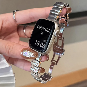 万花筒不锈钢金属蝴蝶扣iwatch9表带适用苹果手表AppleWatch876se