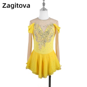 ZAGITOVA花样滑冰表演服女童溜冰裙儿童成人比赛考级黄色定制