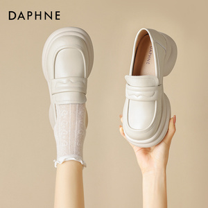 达芙妮/Daphne甜度满分~夏季真皮乐福鞋女厚底增高小皮鞋松糕单鞋
