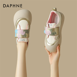 达芙妮Daphne ~厚底板鞋魔术贴女鞋2024新款秋季ins潮大头面包鞋