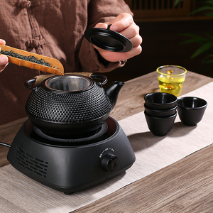 家用围炉煮茶铸铁茶壶焖茶壶茶具泡茶室内茶炉铁壶电热烧茶壶套装