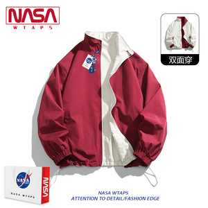 NASA WTAPS夏季酒红色外套男女双面穿潮牌2024情侣立领防晒衣夹克